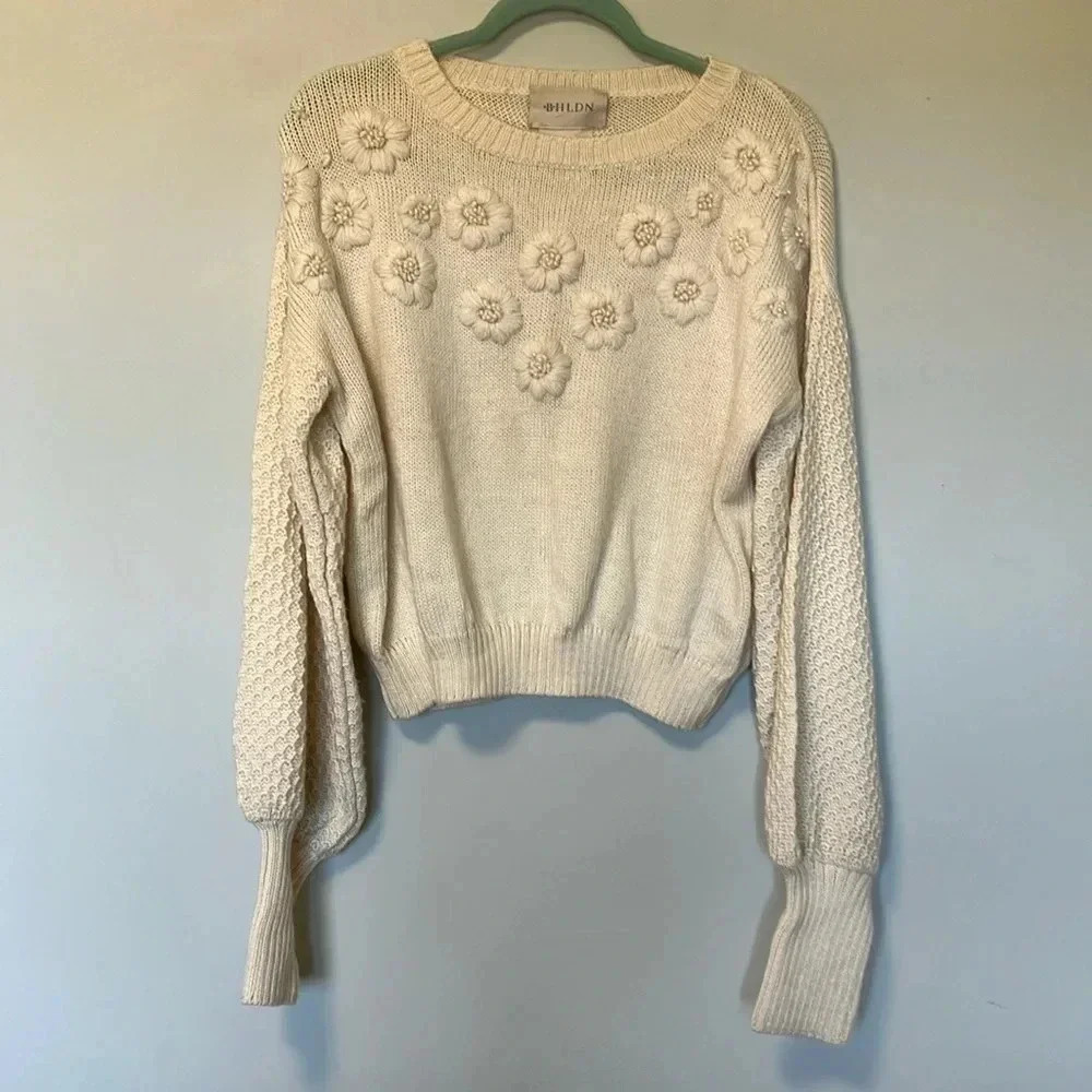 BHLDN Sonya Ivory Sweater size M - Picture 2 of 6